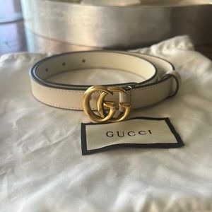 Gucci belt white/ivory gold hardware size 65
